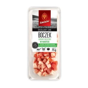 Boczek surowy wędzony w kostce 75g Sokołów - Pasztet i przetwory mięsne - miniaturka - grafika 1