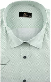 Koszule męskie - Classo Duża Koszula Męska Elegancka Wizytowa do garnituru miętowa w kropki z krótkim rękawem Duże rozmiary Classo N553 Koszula N553 - grafika 1