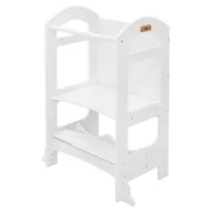 Taborety i hokery - Wieża edukacyjna 2w1 dla dzieci od 1 roku biała z drewna z tablicą Joyz - miniaturka - grafika 1