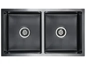 Zlewozmywaki - Elior Głęboki dwukomorowy zlew kuchenny czarny Z7-N03 - miniaturka - grafika 1