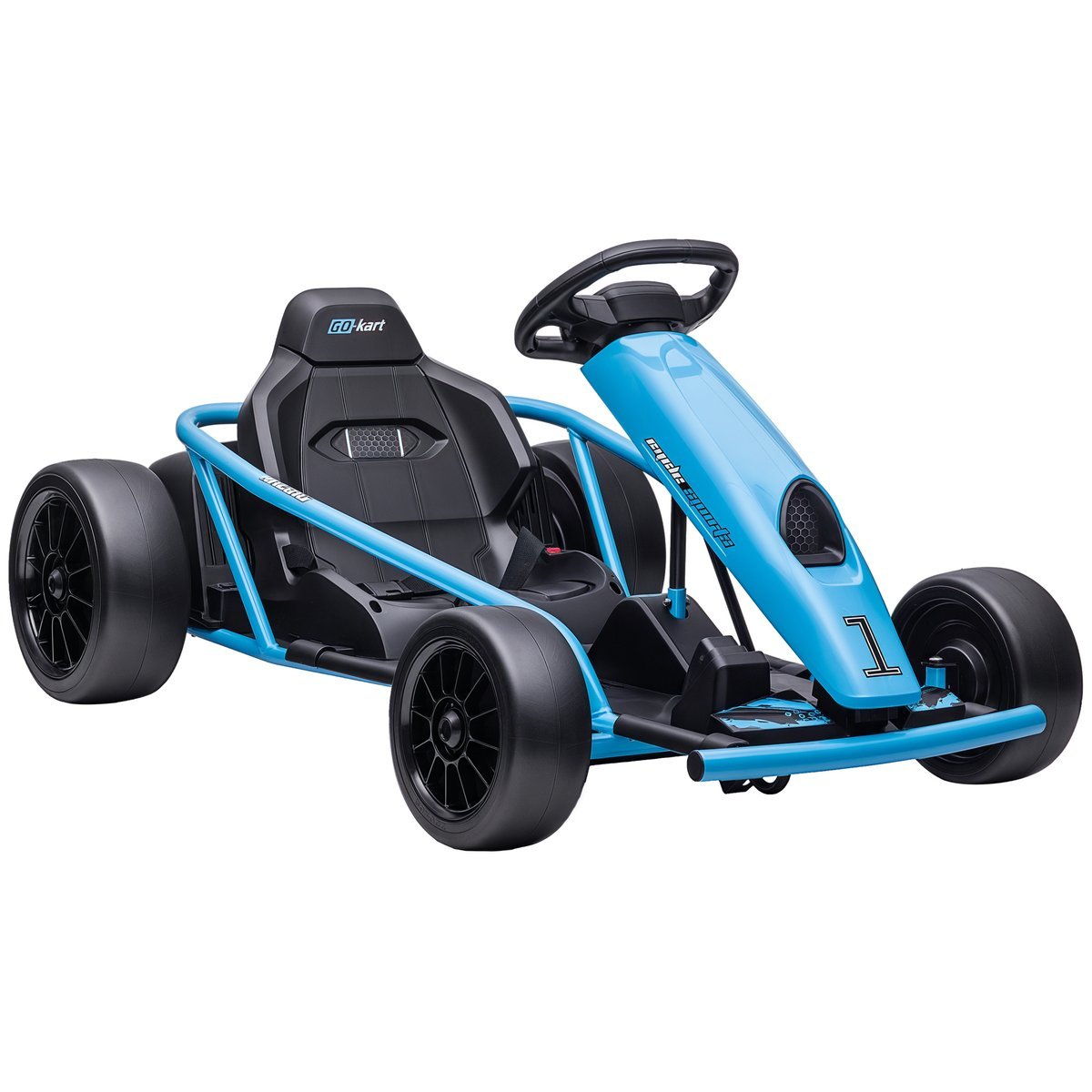 HOMCOM Dziecięcy elektryczny gokart 12 V 6-13 km/h z funkcją wolnego startu, muzyką, klaksonem i pasem bezpieczeństwa, pojazd dla dzieci w wieku 8-1..
