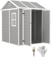Altany ogrodowe - Domek narzędziowy Outsunny 2,91 m², 181 x 181 x 220 cm, dach dwuspadowy, zamykane drzwi, odporny na warunki atmosferyczne, plastikowy domek ogrodowy z oknem, do ogrodu, na zewnątrz, szary - miniaturka - grafika 1
