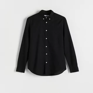 Koszule męskie - Reserved - Koszula regular z bawełny - Czarny - grafika 1