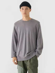 Męska bluza dresowa nierozpinana bez kaptura 4F 4FWMM00TSWSM1767 - szara brak foto - Bluzy sportowe męskie - miniaturka - grafika 1