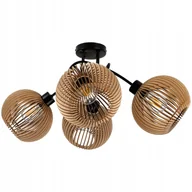 Lampy sufitowe - Lampa Sufitowa Led Wisząca Loft Do Salonu 4xE27 Żyrandol Drewniany Luca05 - miniaturka - grafika 1