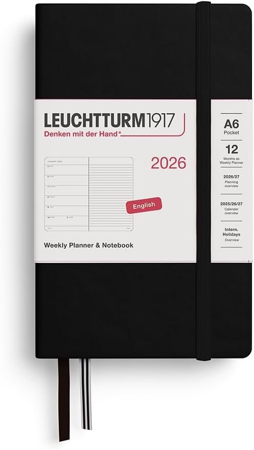 KALENDARZ TYGODNIOWY Z NOTATNIKIEM LEUCHTTURM1917 POCKET (A6) 2026 CZARNY