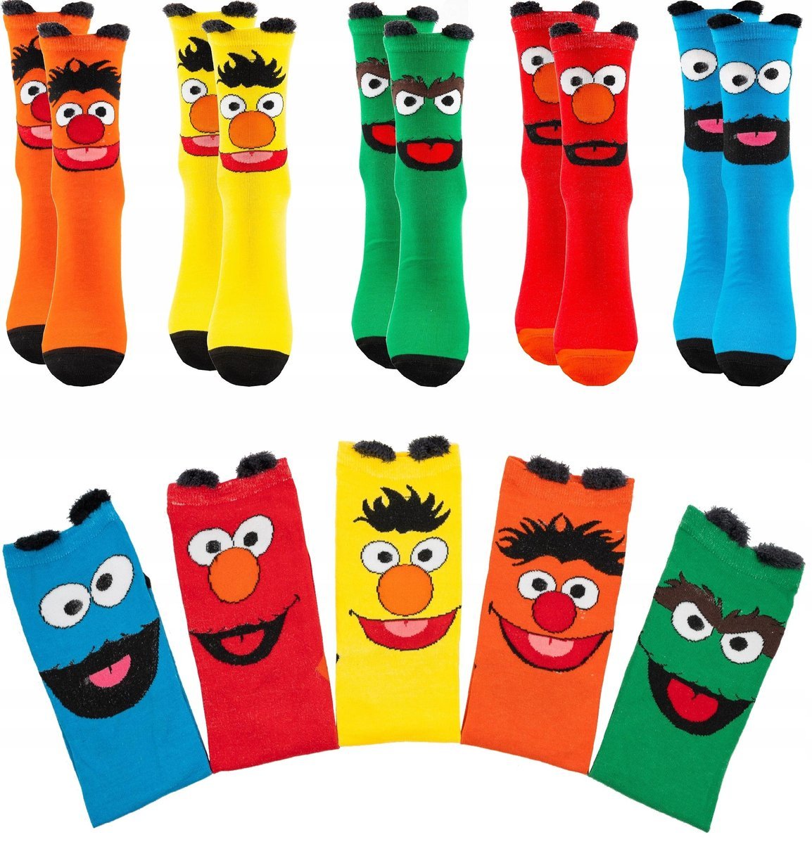 Skarpetki Bajkowe Kolorowe z Uszami Śmieszne Minki Bawełniane 36-38 5-PAR