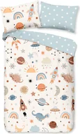 Pościel dla dzieci - Pościel dziecięca Good Morning 100x135 Eclips kosmiczne gwiazdy niebiesko biała 33326 - miniaturka - grafika 1