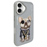 Etui i futerały do telefonów - Etui NIMMY Glasses Cool Dog do Apple iPhone 16 Szary - miniaturka - grafika 1