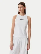 Koszulki i topy damskie - adidas Top Essentials Linear JC5799 Biały Slim Fit - miniaturka - grafika 1