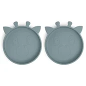 Miseczki i talerzyki dla dzieci - 2 Talerzyki Silikonowe Giraf Lead Nuuroo - miniaturka - grafika 1