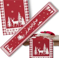 Obrusy i serwetki - Czerwony obrus z bieżnikiem na świąteczny stół - miniaturka - grafika 1