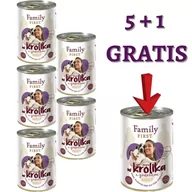 Mokra karma dla psów - FAMILY FIRST - Mokra karma KRÓLIK Z GRUSZKĄ puszka 400g ZESTAW 5+1 GRATIS - miniaturka - grafika 1