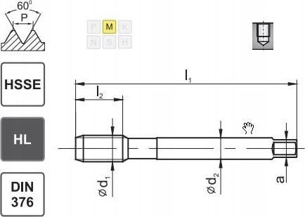 Fanar GWINTOWNIK M16 DIN-376C R40 6H HSSE HL INOX