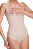 Bielizna nocna - Body damskie modelujące z koronką Vanilia Eldar beżowe  L - miniaturka - grafika 1