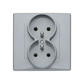 Gniazdka elektryczne - Gniazdo podwójne z uziemieniem milano popiel - miniaturka - grafika 1