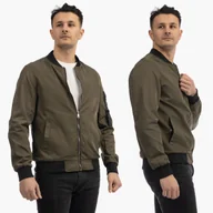 Kurtki męskie - Bomberka Męska Kurtka Przejściowa Lekka Miejska Zielona KYMAXX M Zielony - miniaturka - grafika 1