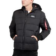 Kurtki i kamizelki sportowe męskie - Kurtla Alpha Industries Hooded Puffer 11811303 - czarna - miniaturka - grafika 1