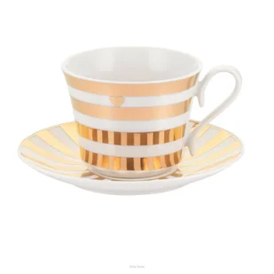 Złota filiżanka z porcelany do kawy i herbaty 220 ml - Filiżanki - miniaturka - grafika 1