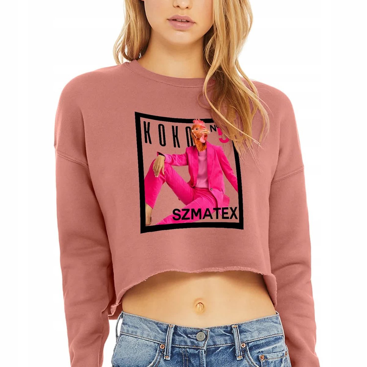 Bluza Damska Dresowa Cropped Krótka Różowa KOKO SZMATEX - S