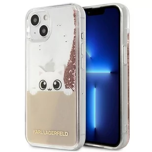 Karl Lagerfeld KLHCP13MPABGNU iPhone 13 6,1" różowy/pink hardcase PEEK A BOO Liquid Glitter KF000881 - Etui i futerały do telefonów - miniaturka - grafika 1