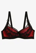 Biustonosze - Czarno-Czerwony Koronkowy Biustonosz Push Up Maddea - miniaturka - grafika 1
