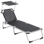 Leżaki ogrodowe - Divero DLGTP Leżak z daszkiem antracytowy składany 187x57x30cm ZGC34372 - miniaturka - grafika 1