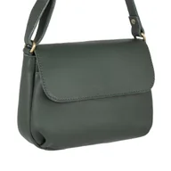 Torebki damskie - Skórzana listonoszka torebka damska mała ciemnozielona - miniaturka - grafika 1