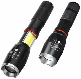 Taktyczna LATARKA LED T6 zoom 300m 9W czarna ZD76A - Latarki - miniaturka - grafika 1
