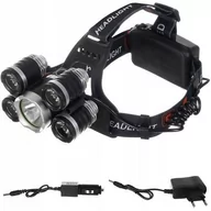 Latarki - Latarka Czołowa Lampka Czołówka Mocna 5LED Cree T6 2 x Ładowarka 2 x Aku - miniaturka - grafika 1