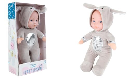 CLEMENT CLEMENTINE - Lalka - Zabawka dla Dzieci - 071292 - Szara - Poliester - Lalka - Niemowlę - Manekin - Przytulanka - 30 cm x 17 cm - Od 12 miesiąca życia