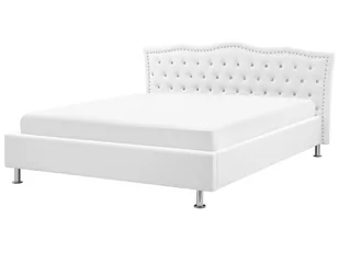 Łóżko ekoskóra 140 x 200 cm białe METZ - Łóżka Łóżko ekoskóra 140 x 200 cm białe METZ - Łóżka - miniaturka - grafika 1