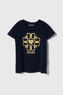 Koszulki dla dziewczynek - Guess t-shirt dziecięcy kolor granatowy - miniaturka - grafika 1