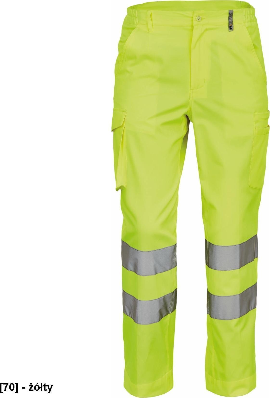 CERVA VIGO HV spodnie robocze z taśmami odblaskowymi z możliwością wydłużenia nogawek - żółty 52