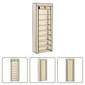 Szafki na buty - The Living Store Szafka na buty z pokrywą Kremowa biel 57 x 29 x 162 cm Tkanina - miniaturka - grafika 1