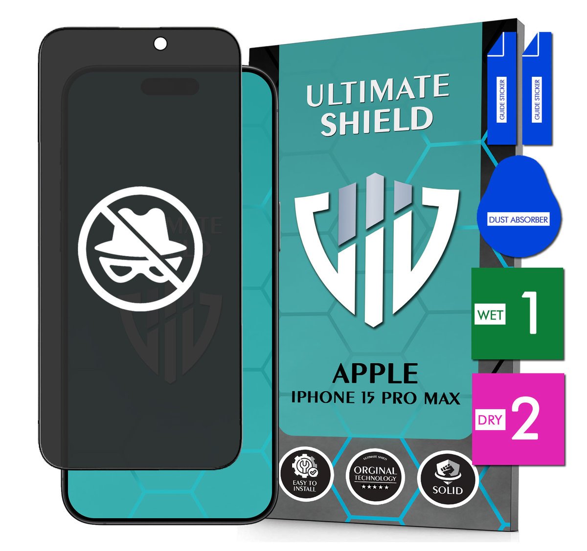 SZKŁO PRYWATYZUJĄCE DO APPLE IPHONE 15 PRO MAX ANTYSZPIEGOWSKIE 9H 5D