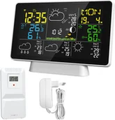 Stacje pogodowe - Kolorowy ekran WLAN, inteligentna stacja pogodowa, miernik temperatury i wilgotności, zegar pogodowy z czterodniową prognozą pogody na tym samym ekranie, wyświetlanie faz księżyca, wyświetlanie ciśnienia atmosferycznego, funkcja przypomnienia o szczycie, funkcja automatycznej kalibracji czasu WLAN - miniaturka - grafika 1