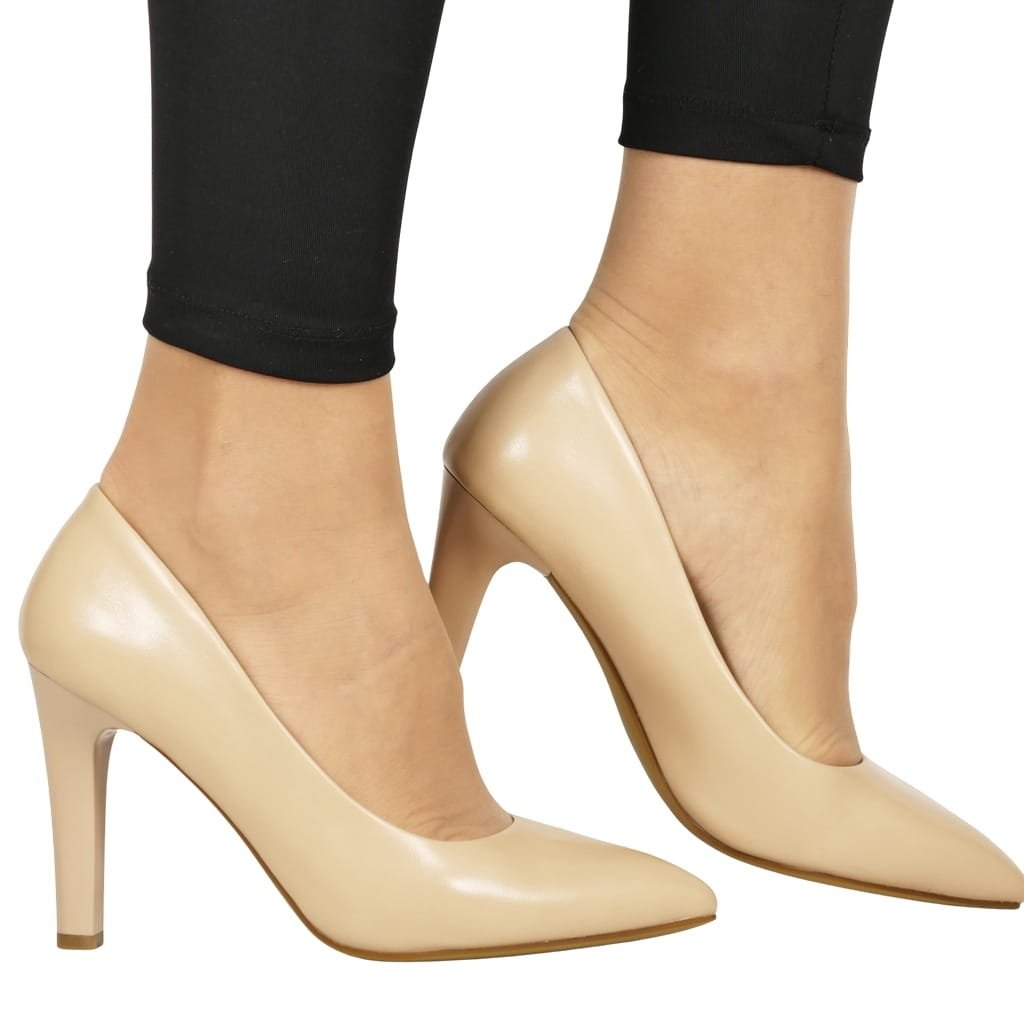 DAMSKIE CZÓŁENKA SZPILKI NA SŁUPKU SERGIO LEONE 1446 COFFE BEŻOWE CIELISTE MATOWE