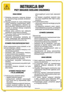 IAG46 INSTRUKCJA BHP PRZY OBSŁUDZE DZIELARKI CHLEBOWEJ, FN - FOLIA SAMOPRZYLEPNA; (245X350MM) - Instrukcje stanowiskowe BHP - miniaturka - grafika 1