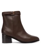 Botki damskie - Tommy Hilfiger Botki Th Buckle Riding Mid Heel Bootie FW0FW08859 Brązowy - miniaturka - grafika 1