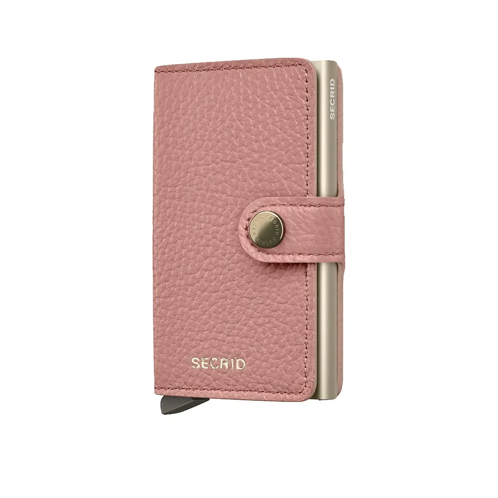 Portfel Secrid miniwallet pebble różowy skórzany 4 karty, RFID ochronna