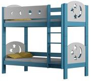 Łóżka - Niebieskie sosnowe łóżko piętrowe z gwiazdkami - Mimi 3X 190x80 cm - Elior - miniaturka - grafika 1