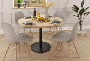 Okrągły stół na jednej nodze + 4 skandynawskie krzesła D9-S85 - Stoły z krzesłami - miniaturka - grafika 1