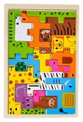 Zabawki interaktywne dla dzieci - Drewniany Zestaw Układanki Puzzli Zwierzęta - miniaturka - grafika 1