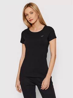 Koszulki sportowe damskie - 4F T-Shirt H4L22-TSD350 Czarny Regular Fit - grafika 1