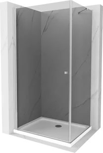 Mexen Pretoria kabina prysznicowa uchylna 80x90 cm, grafit, chrom + brodzik Flat - 852-080-090-01-40-4010 - Kabiny prysznicowe - miniaturka - grafika 1