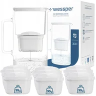 Dzbanki filtrujące - Dzbanek filtrujący szklany Wessper aquamax 3,3l + 10x Filtr Wessper aquamax - miniaturka - grafika 1