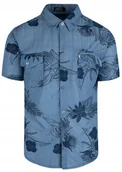 Koszule męskie - KOSZULA MĘSKA HAWAJSKA W PALMY KWIATY A2 NIEBIESKA LUŹNA XXXXL - miniaturka - grafika 1
