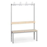 Meble do szkół i przedszkoli - B2B Partner Ławka szatniowa z wieszakiem, siedzisko - listwy, długość 1000 mm, szara 179326 - miniaturka - grafika 1