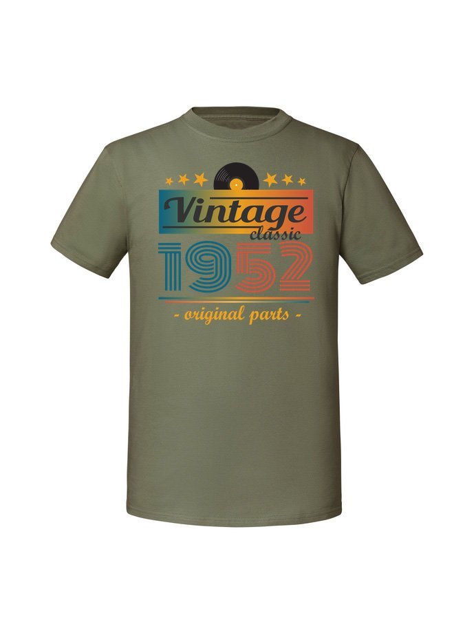 Męska koszulka z nadrukiem -1952 Vintage classic + rok 1952 v2 Olive S